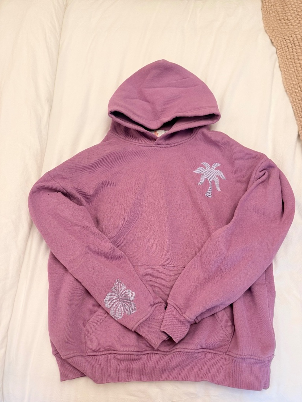 Pink Palm Puff Hoodie in Açaí